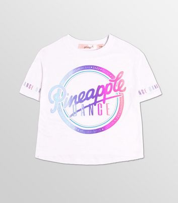 Pineapple Girls White Logo Crop T-Shirt New Look