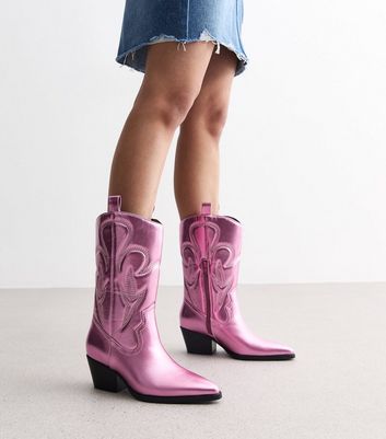 Black and pink cowboy boots best sale