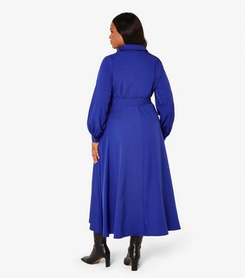 Apricot Curve Blue Midi Shirt Dress New Look