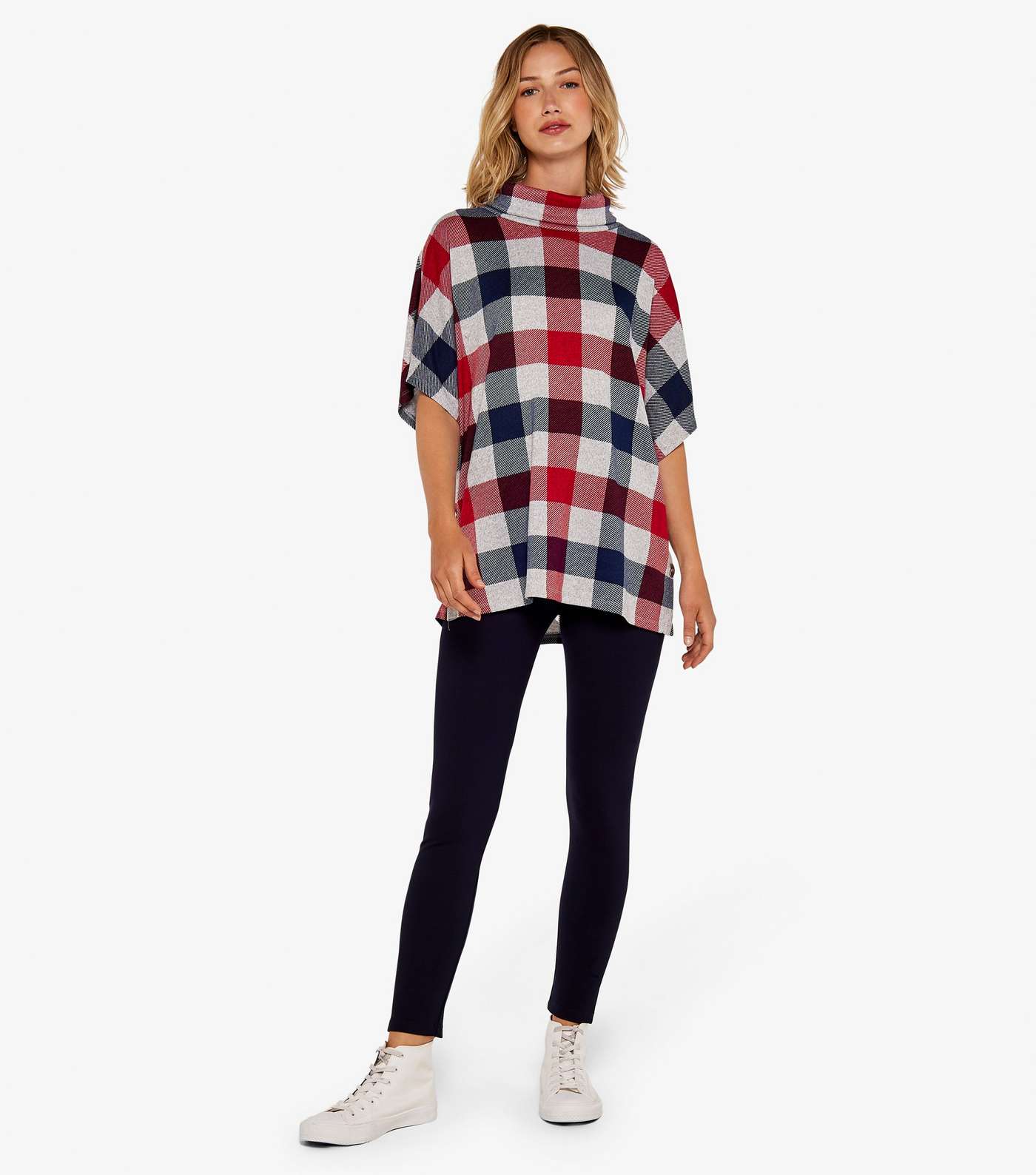 Apricot Red Check Print Top Image 2