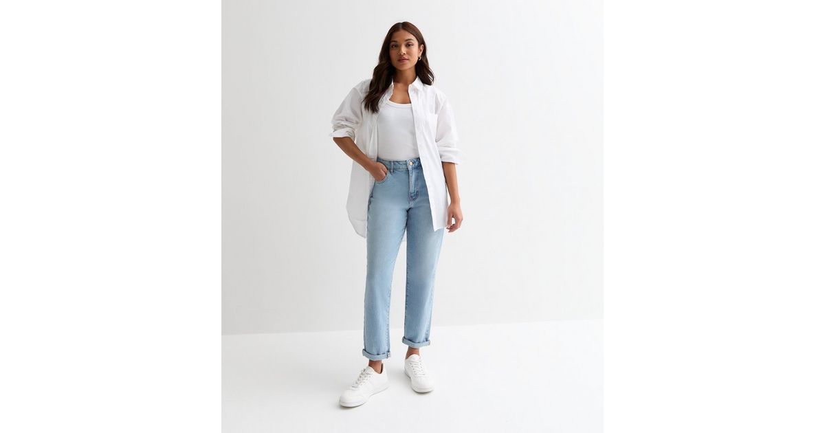 Petite Pale Blue Tori Mom Jeans New Look
