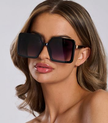 South Beach Black Oversized Square Sunglasses New Look