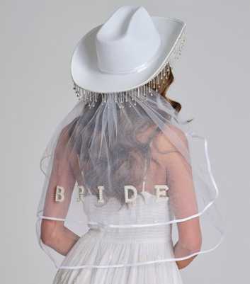 South Beach White Tassel Bridal Cowboy Hat