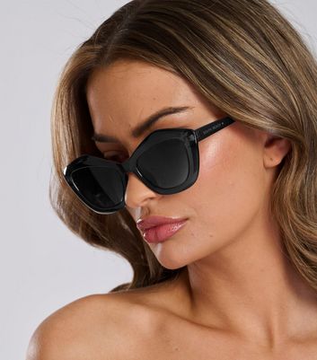 South Beach Black Cat Eye Sunglasses New Look