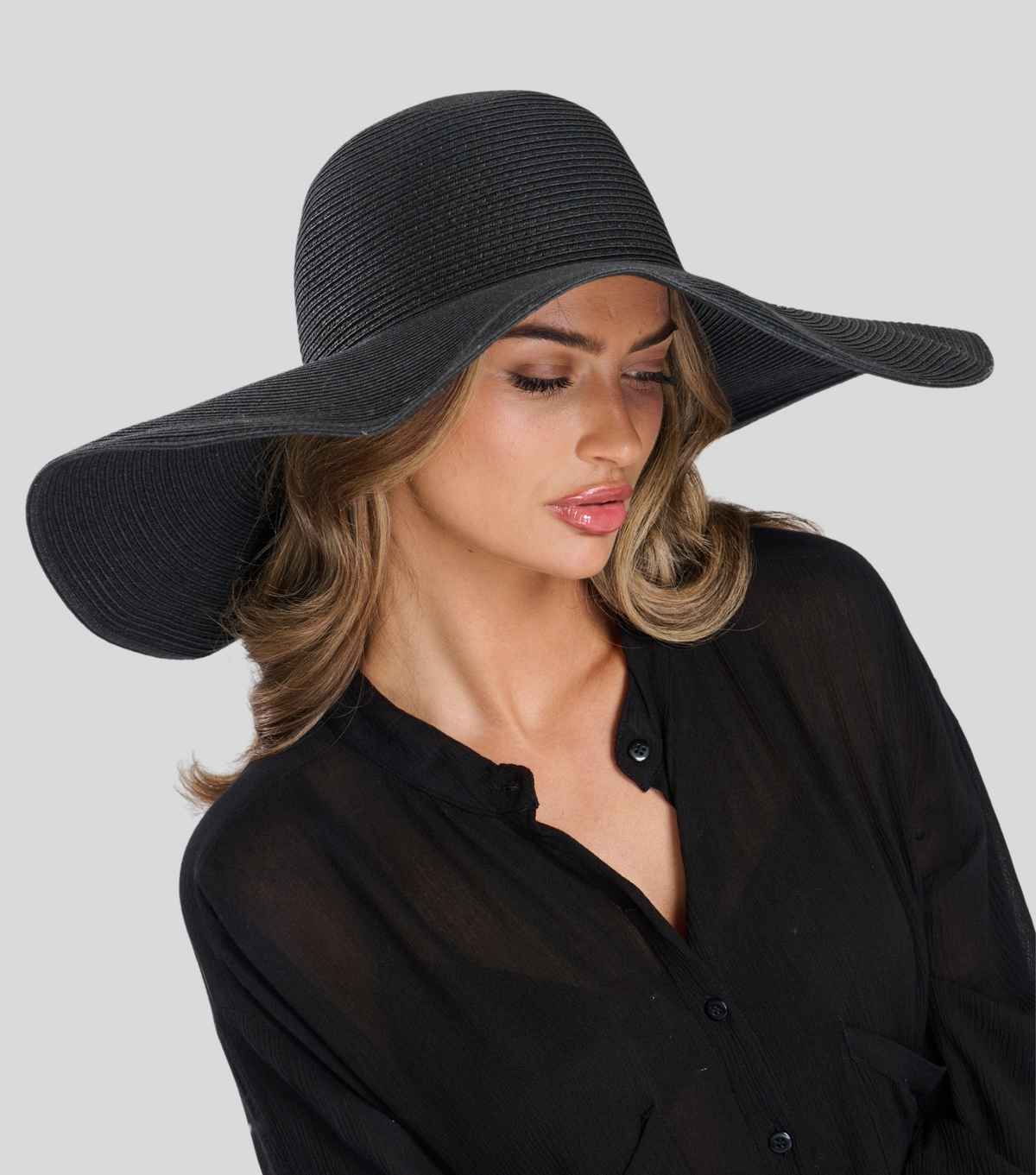 Black Wide Brim Floppy Hat South Beach New Look