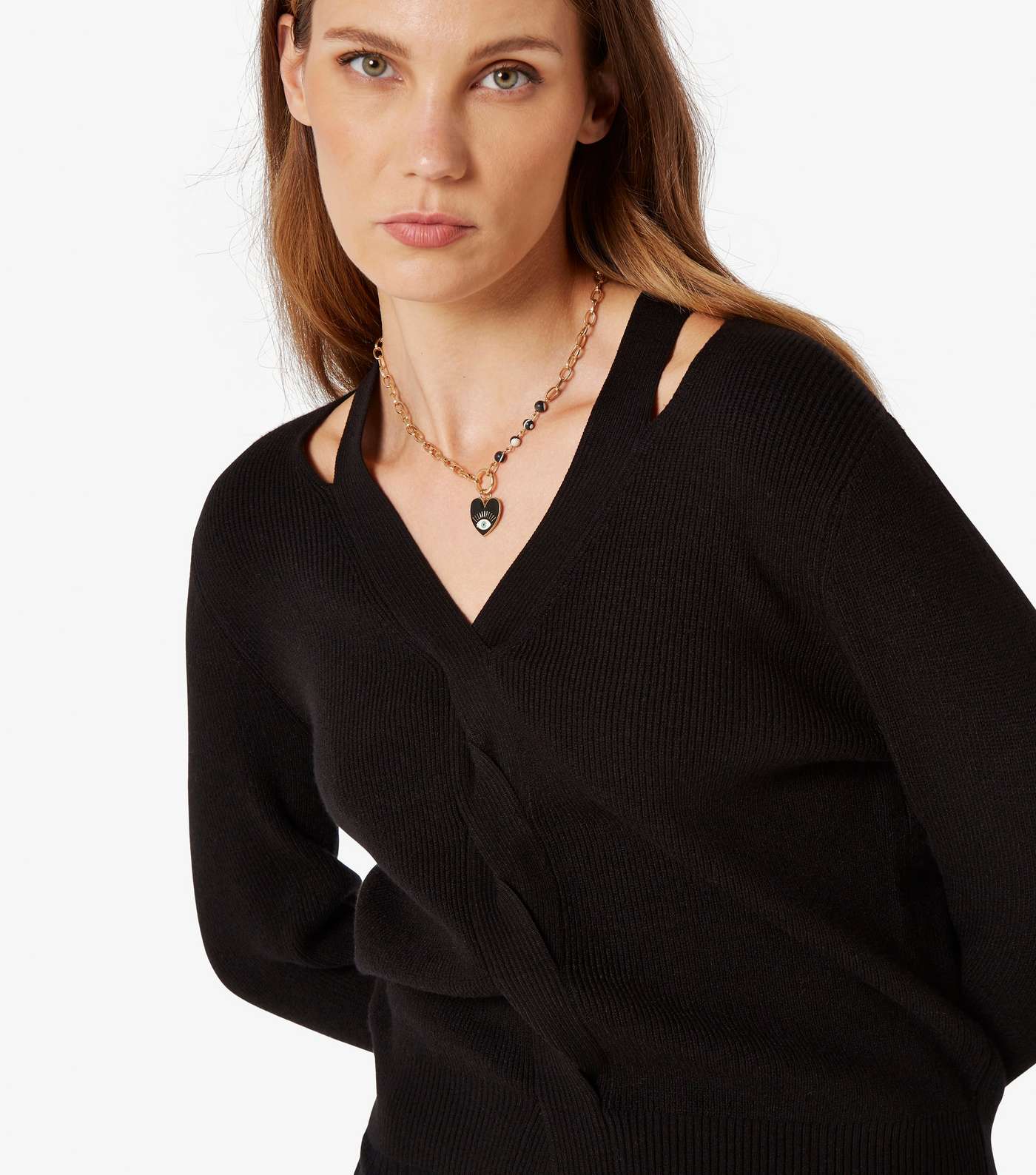 Apricot Black Cut Out Ribbed Jumper Image 4