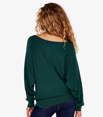 Apricot Green Embellished Knit Batwing Jumper New Look