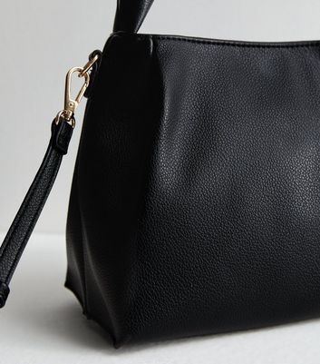 Black Leather-Look Grab Tote Bag New Look