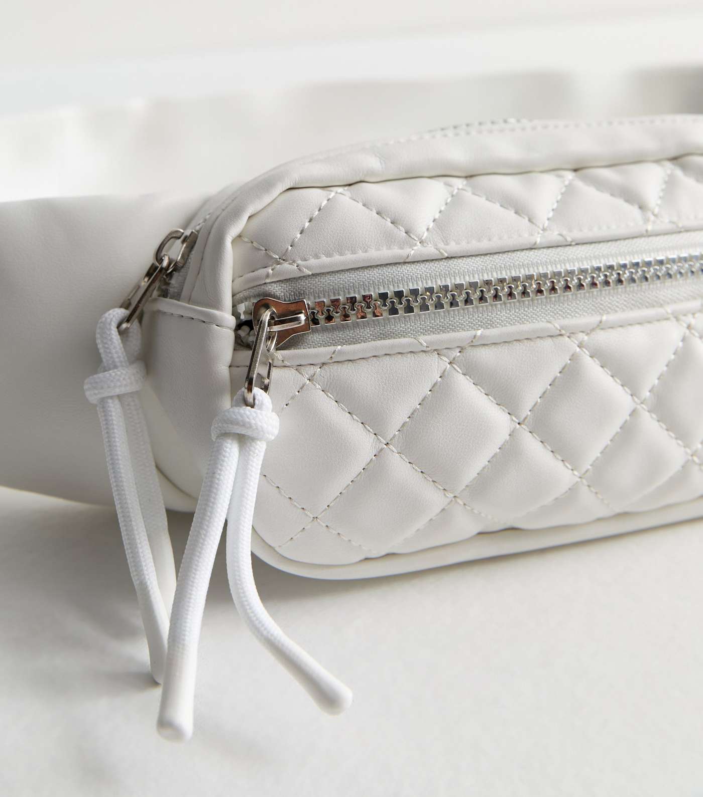 White Leather-Look Quilted Bumbag Image 3