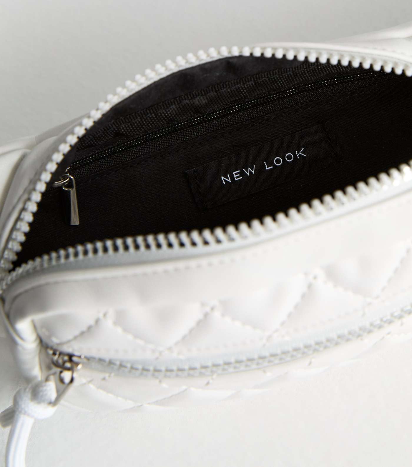 White Leather-Look Quilted Bumbag Image 5