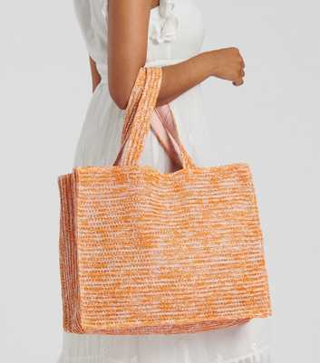 South Beach Orange Woven Shoulder Bag 