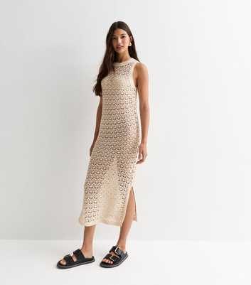 JDY Stone Open-Knit Sleeveless Midi Dress