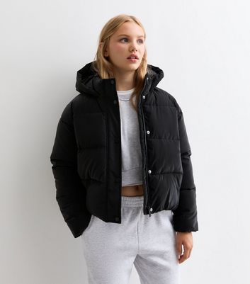 Black padded coat girls on sale