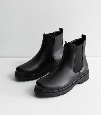 Black Chunky Chelsea Boots