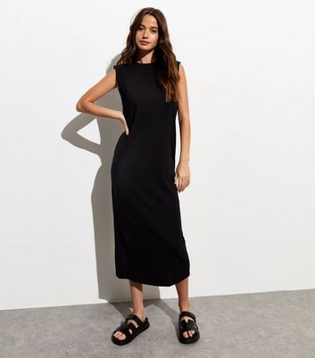 Black Sleeveless Tank Midi Dress New Look