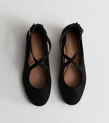 Wide Fit Black Strappy Ballet Flats
