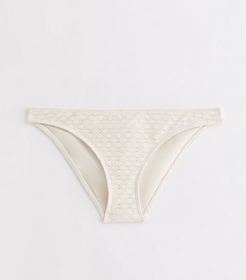 Cream Crochet Low-Rise Bikini Bottoms New Look