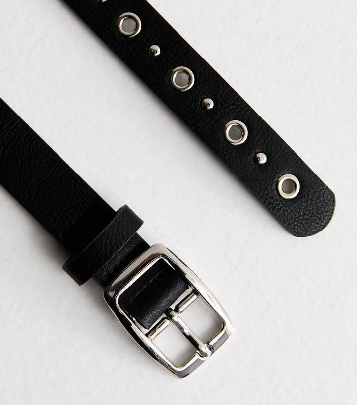 Accessories Belts Leather Eyelet Belt Black Eyelet Belt