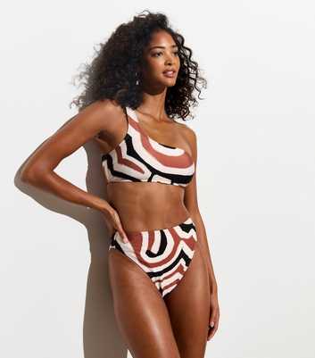 Brown High Waisted High-Leg Bikini Bottoms 