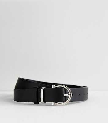 Curves Curved-Buckle Leather Look Belt 