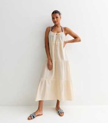 Cream Stripe Seersucker Beach Dress