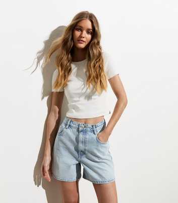 Pale Blue Relaxed Denim Shorts