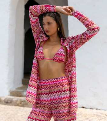 South Beach Pink Crochet Beach Shirt