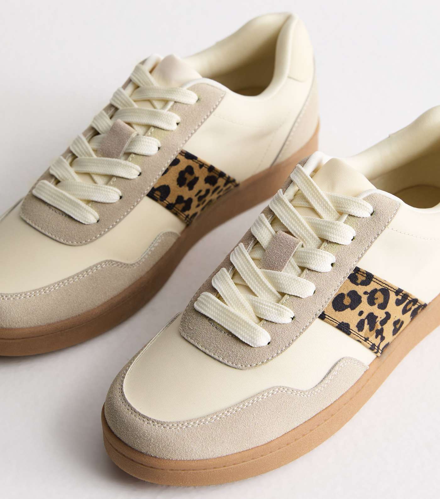 Off White Leopard Print Trim Chunky Trainers Image 3