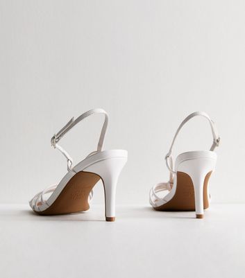 White Twist Knot Stiletto Heel Sandals New Look