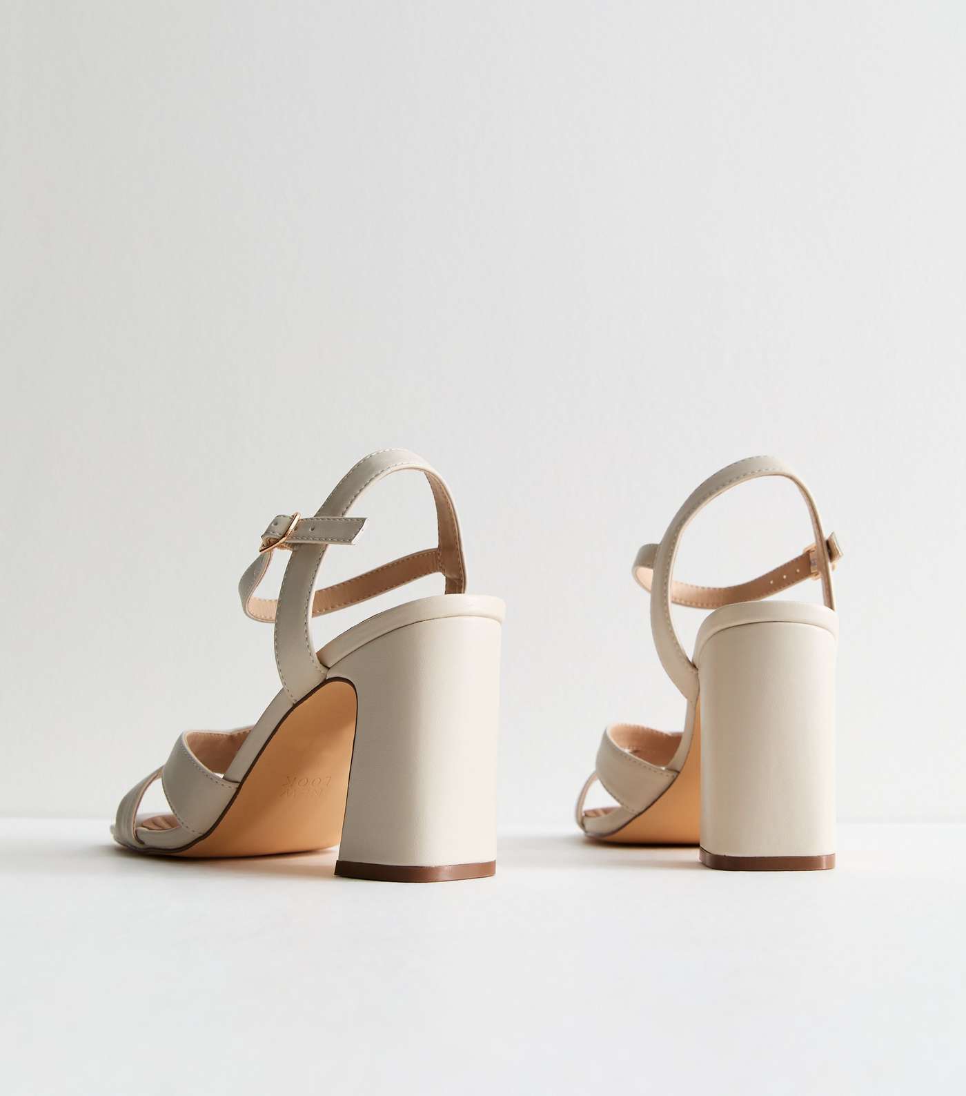 Off White Cut Out Block Heel Sandals Image 4