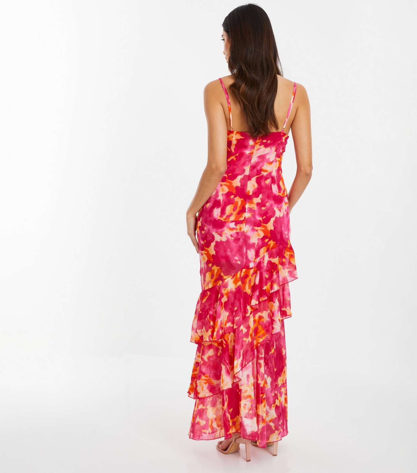 QUIZ Pink Chiffon Maxi Dress Image 3