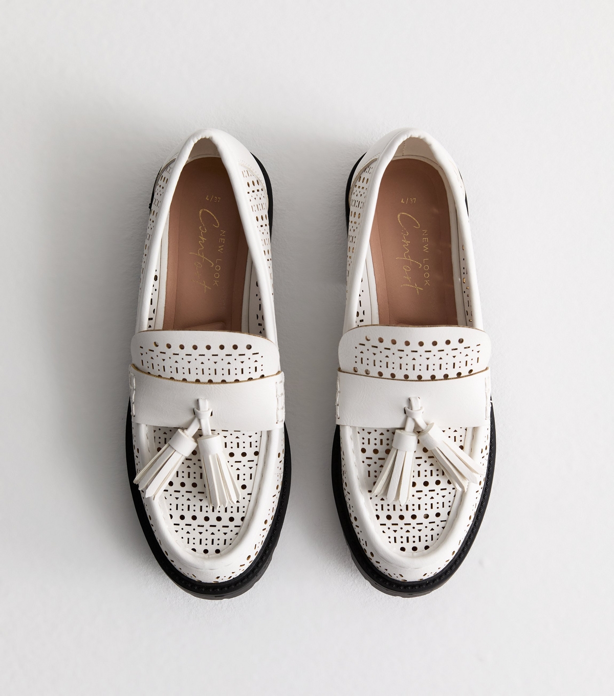 Women's Off White Laser Cut Loafers New Look