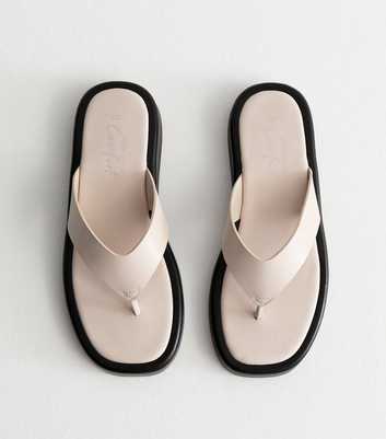 White Leather-Look Chunky Toepost Sandals