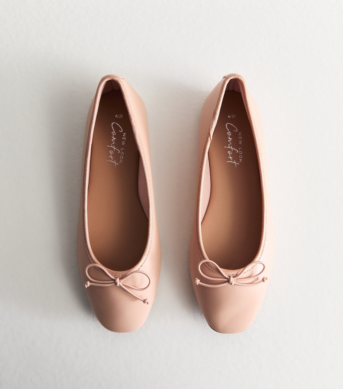 Women's Cream Leather-Look Ballerina Pumps New Look