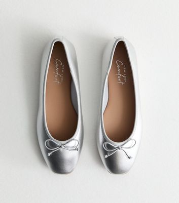 Silver ballerina flats on sale