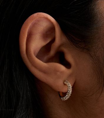Gold Diamante Mini Hoop Earrings New Look