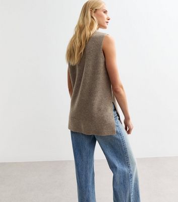 Mink Long Soft Knit Jumper Vest New Look