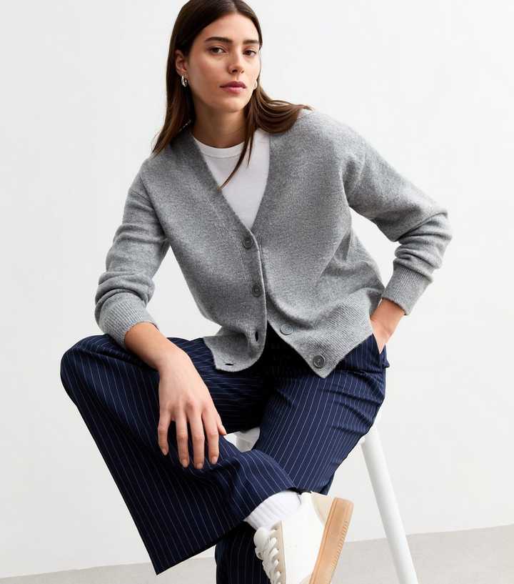 Grey Button Knit Cardigan