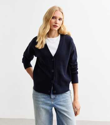 Navy Button Knit Cardigan 