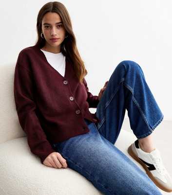 Burgundy Button Knit Cardigan 