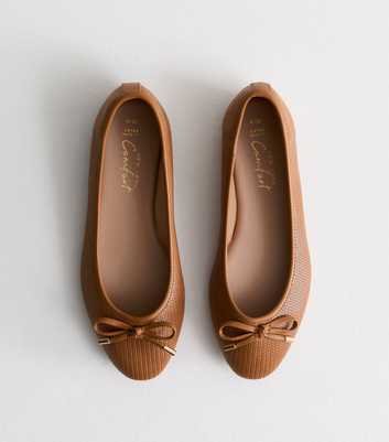 Extra Wide Fit Tan Woven Ballerina Pumps