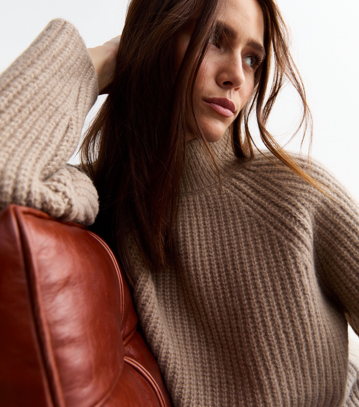 Women's Mink Ribbed Knit Long Sleeve Jumper New Look