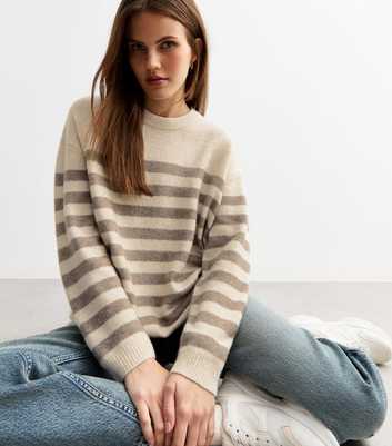 Off White Soft Knit Oversized Striped Jumper