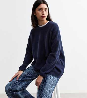 Navy Oversized Knitted Jumper