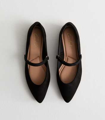 Black Suedette Pointed Ballerina Pumps