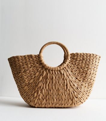 Tan Raffia Basket Bag New Look