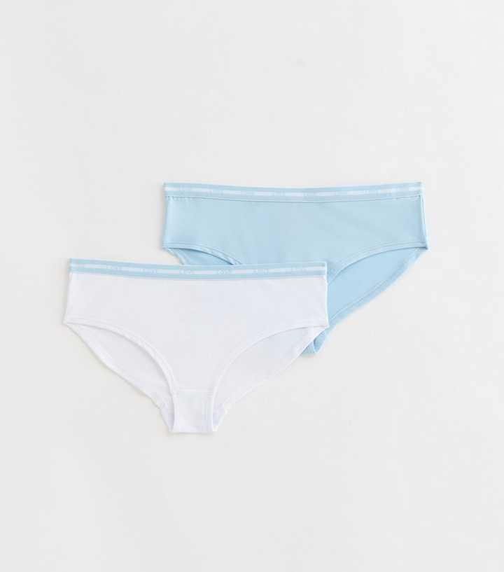 Girls Pack of 2 Pale Blue 'Love' Slogan Briefs 