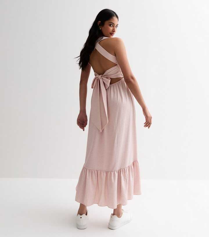 Tie Back Dress - Pink Gingham