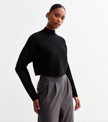 Black Rib Knit Crop Jumper