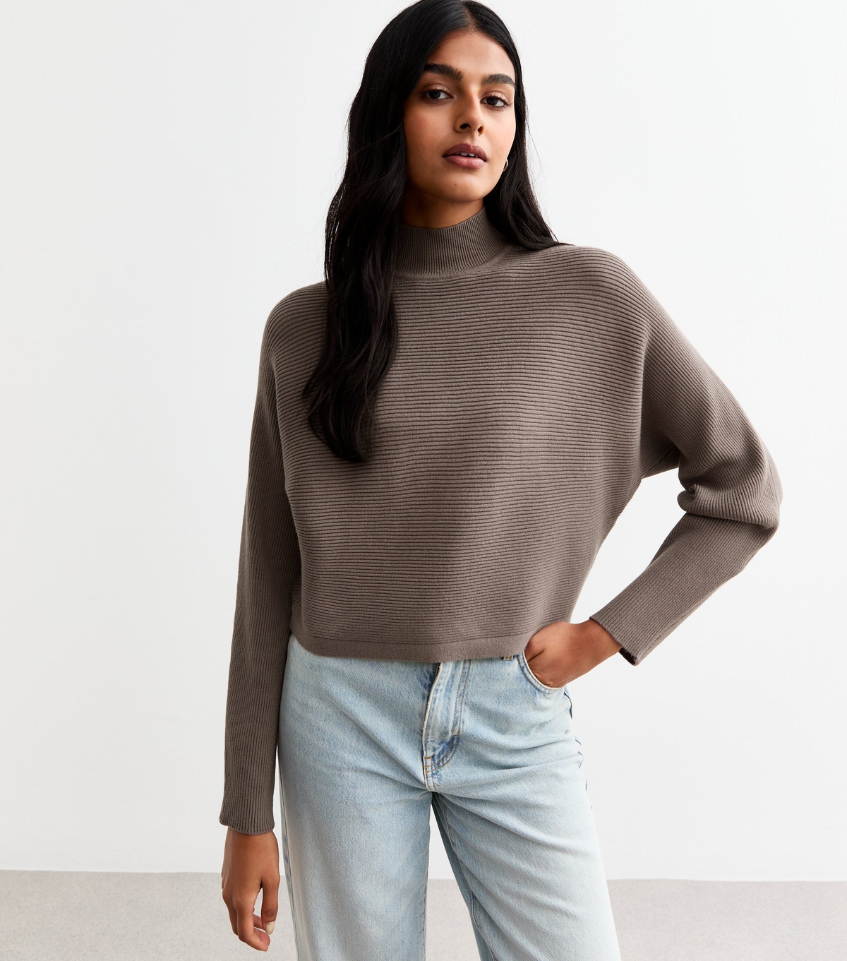 Women's Mink Rib Knit Crop Jumper New Look